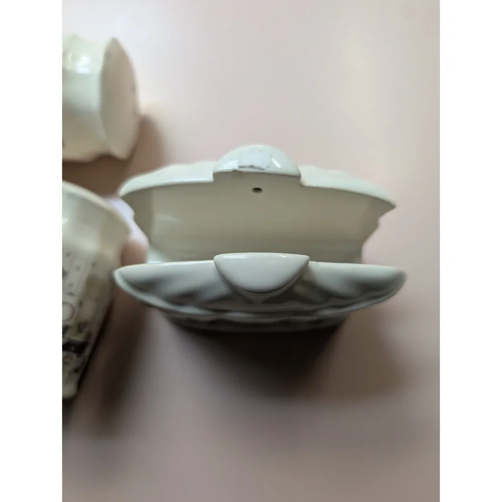 Vtg 1988 Country Cat Kitten Cottage Core Ceramic Salt Pepper Napkin holder Lot